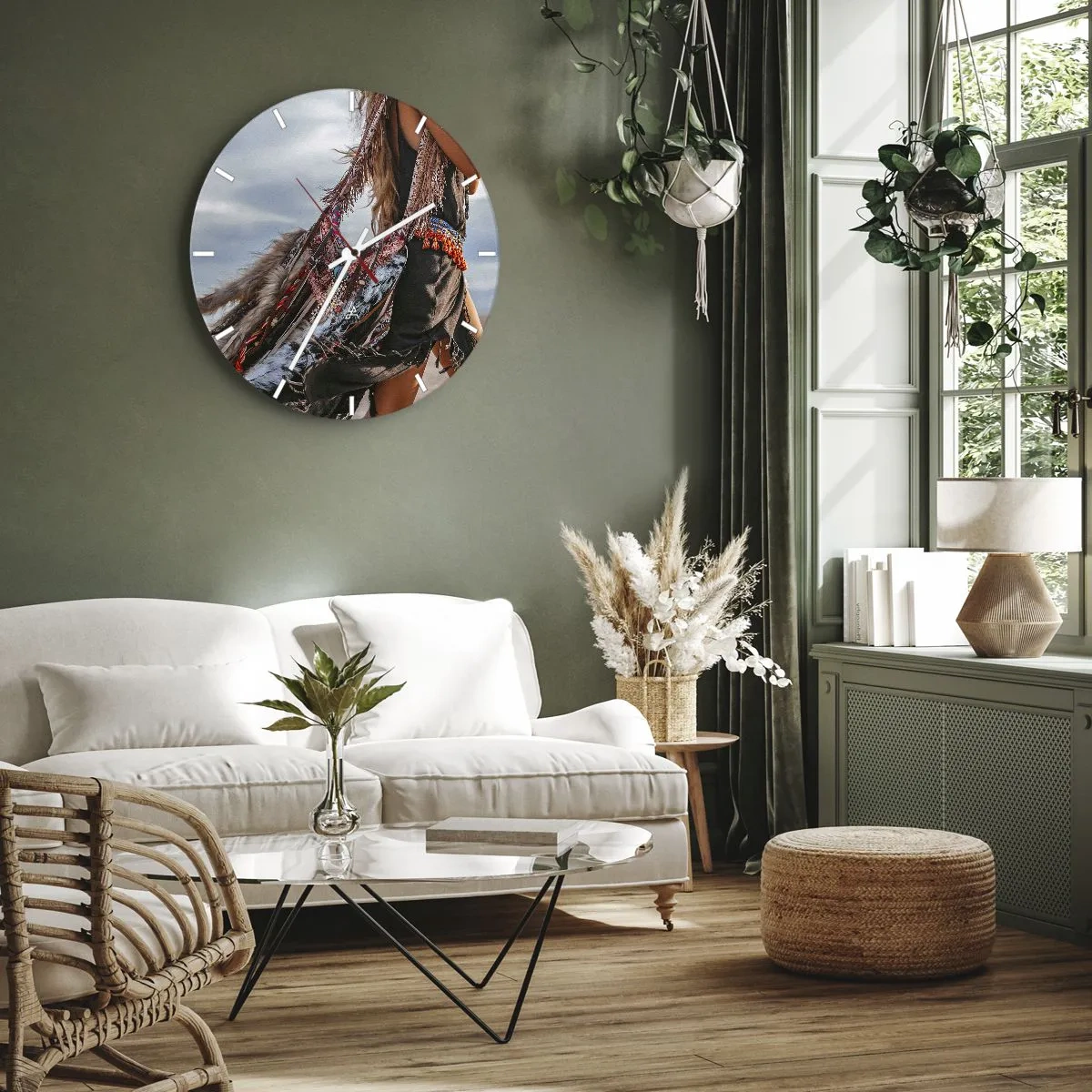 Wanduhr - Glasuhr - Das Mädchen des Schamanen - 30x30 cm