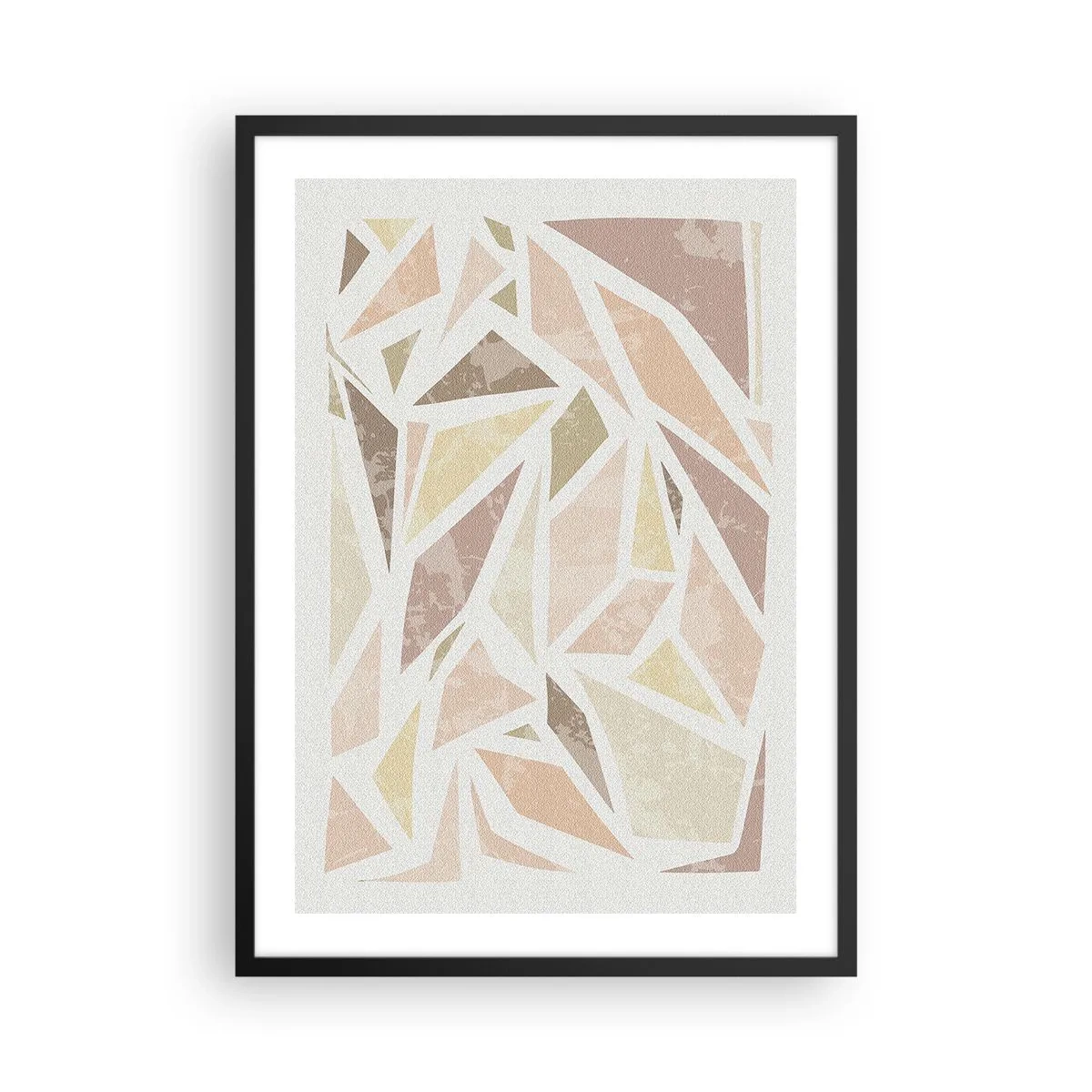 Poster in einem schwarzem Rahmen - Geometrische Abstraktion in Pastelltönen - 50x70cm - Buntglas-Komposition - Moderne Wanddekoration für Wohnzimmer und Schlafzimmer ARTTOR