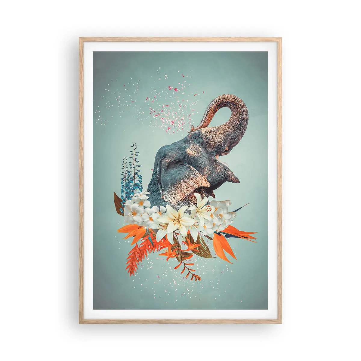 Poster in einem Rahmen aus heller Eiche - Freudenschrei - 70x100 cm