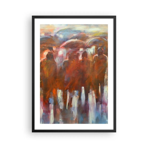 Poster in einem schwarzem Rahmen - Abstrakte Figuren in warmen Farbtönen - 50x70cm - Auch bei Regen und Nebel - Moderne Wanddekoration für Wohnzimmer und Schlafzimmer ARTTOR