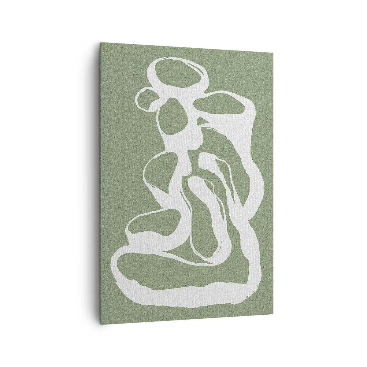 Bild auf Leinwand - Leinwandbild - Organische Formen in Weiß auf grünem Hintergrund - 70x100cm - Ruf des Weltraums - Moderne Wanddekoration für Wohnzimmer und Schlafzimmer ARTTOR