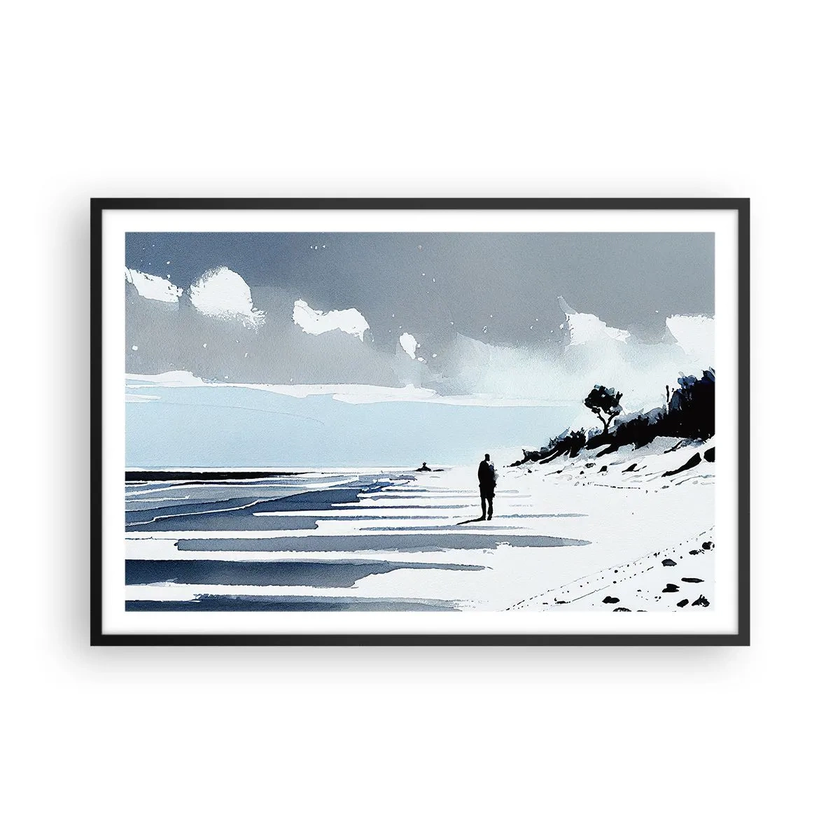 Poster in einem schwarzem Rahmen - Allein sein - 91x61 cm