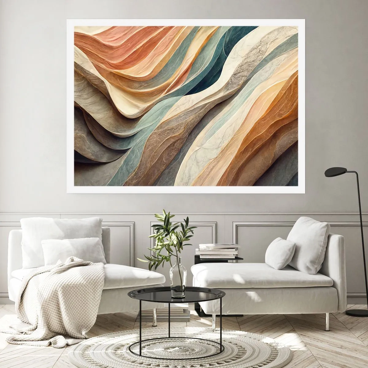 Poster - Abstrakte Wellen in Pastelltönen - 100x70cm - Moment vor der Veränderung - Moderne Wanddekoration für Wohnzimmer und Schlafzimmer ARTTOR