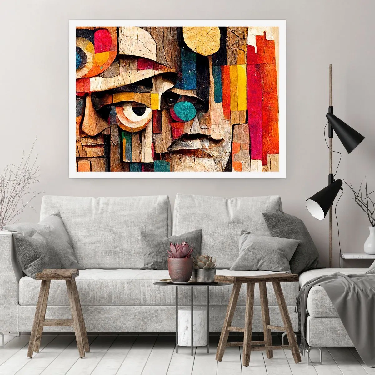 Poster - Abstrakte Gesichter in intensiven Farben - 100x70cm - Ich sehe dich… - Moderne Wanddekoration für Wohnzimmer und Schlafzimmer ARTTOR