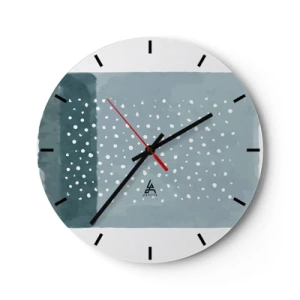 Wanduhr - Glasuhr - Eine moderne Komposition mit Punkten auf einem Hintergrund in Blautönen - 30x30cm - Auf Blau gewachsen - Moderne Wanddekoration für Wohnzimmer, Küche und Schlafzimmer ARTTOR