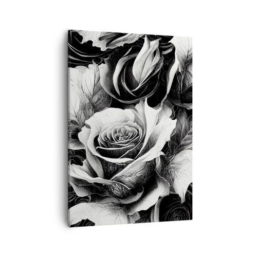 Bild auf Leinwand - Leinwandbild - Schwarze und weiße Rosen in einer eleganten Komposition - 50x70cm - Immer Königin - Moderne Wanddekoration für Wohnzimmer und Schlafzimmer ARTTOR