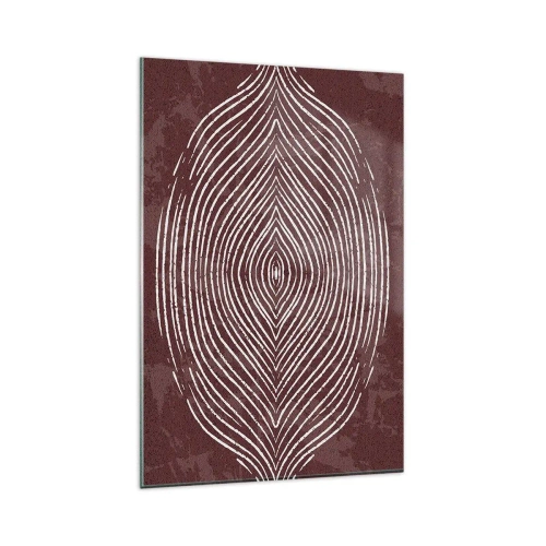 Glasbild - Bild auf glas - Symmetrische Wellen in weißen Linien auf braunem Hintergrund - 80x120cm - Der Raum spricht - Moderne Wanddekoration für Wohnzimmer und Schlafzimmer ARTTOR