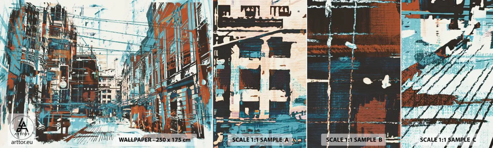 Fototapeten Muster Selbstklebend Deluxe Sticker - Ein abgenutzter Stadtwanderweg - Stadt, Die Architektur, Stück - 100x30 cm