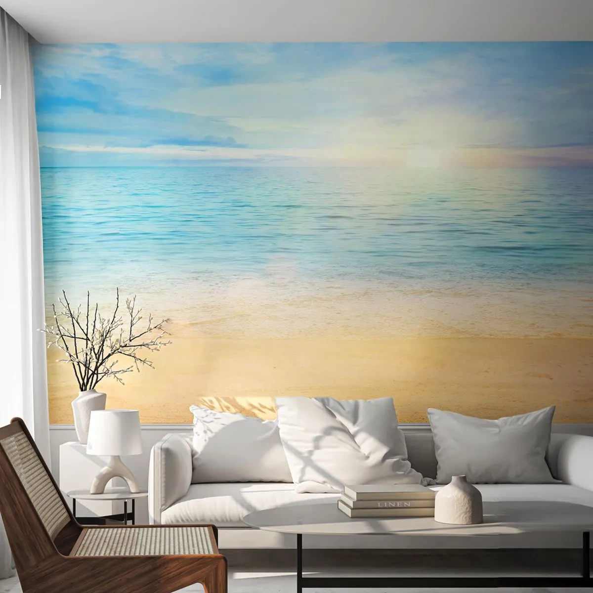 Selbstklebende Fototapete Deluxe Sticker - Großes Blau - Meer, Sicht, Strand - 250x175 cm