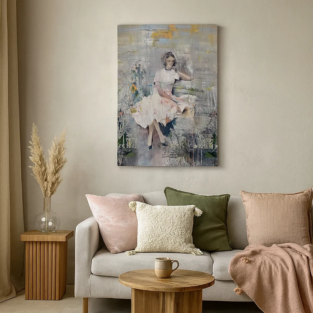 Bild auf Leinwand - Leinwandbild - Künstlerisches Porträt einer Frau in Pastellfarben - 50x70cm - Klassisch und modern - Moderne Wanddekoration für Wohnzimmer und Schlafzimmer ARTTOR