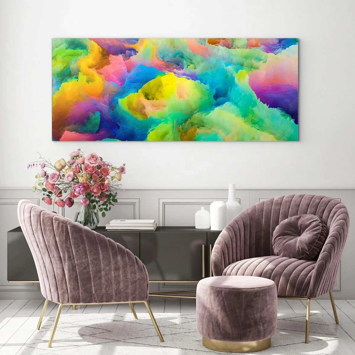 Glasbild - Bild auf glas - Regenbogen unten - 100x40 cm