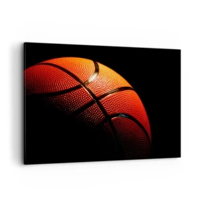 Bild auf Leinwand - Leinwandbild - Nahaufnahme eines Basketballs vor schwarzem Hintergrund - 120x80cm - Schön wie ein Planet - Moderne Wanddekoration für Wohnzimmer und Schlafzimmer ARTTOR
