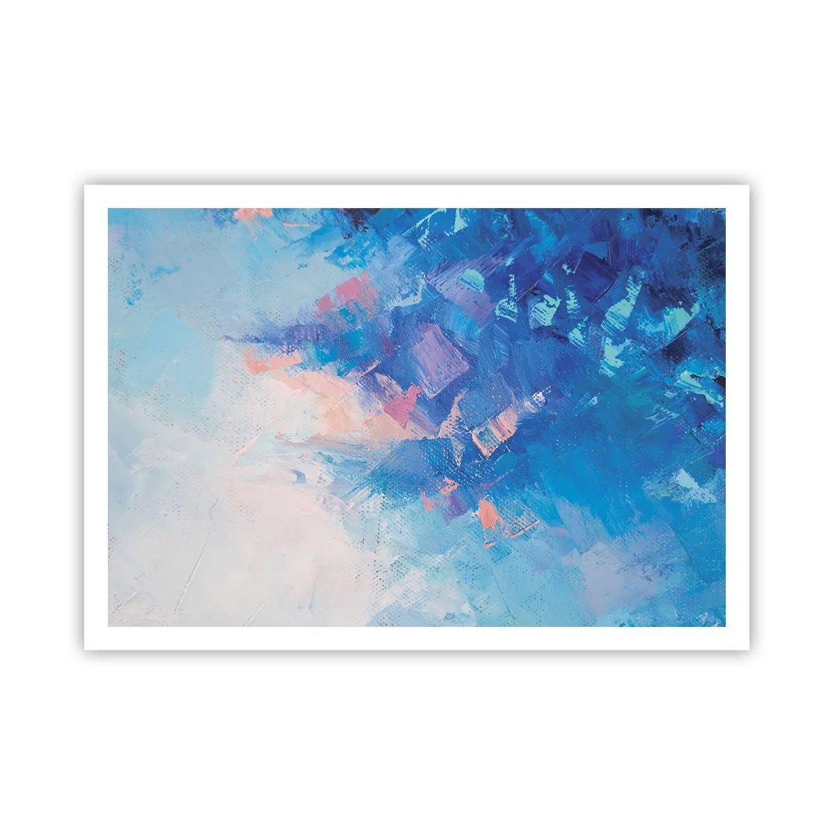 Poster - Abstrakte Komposition in Blau- und Rosatönen - 100x70cm - Winter-Abstraktion - Moderne Wanddekoration für Wohnzimmer und Schlafzimmer ARTTOR