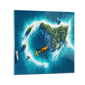 Glasbild - Bild auf glas - Kauf dir eine Insel - 30x30 cm
