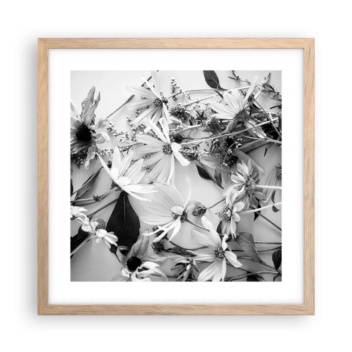 Poster in einem Rahmen aus heller Eiche - Kein Blumenstrauß - 40x40 cm