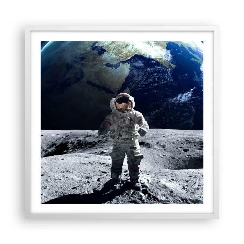 Poster in einem weißen Rahmen - Grüße vom Mond - 60x60 cm