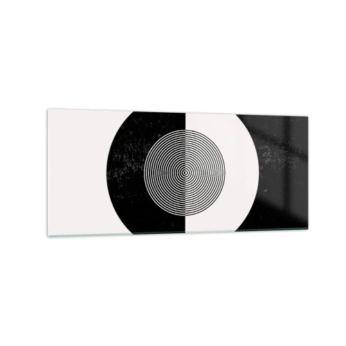 Glasbild - Bild auf glas - Grafisches Muster in kontrastierendem Schwarz und Weiß - 120x50cm - Harmonie in Schwarz und Weiß - Moderne Wanddekoration für Wohnzimmer und Schlafzimmer ARTTOR