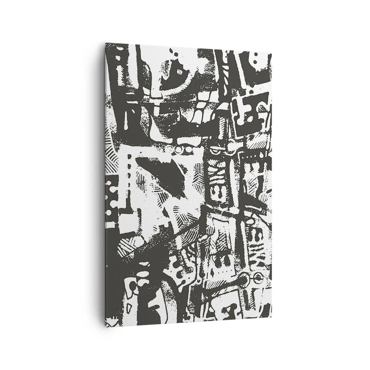 Bild auf Leinwand - Leinwandbild - Abstraktes monochromes Retro-Muster - 80x120cm - Ordnung oder Chaos? - Moderne Wanddekoration für Wohnzimmer und Schlafzimmer ARTTOR