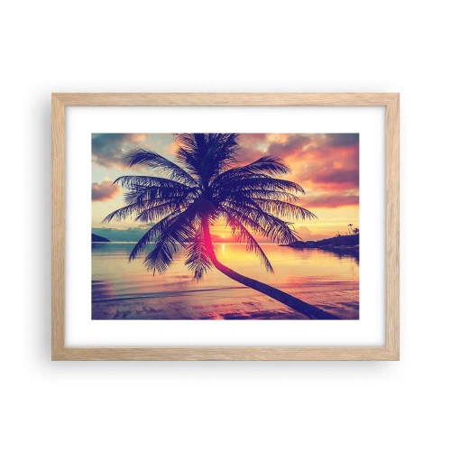 Poster in einem Rahmen aus heller Eiche - Abend unter Palmen - 40x30 cm