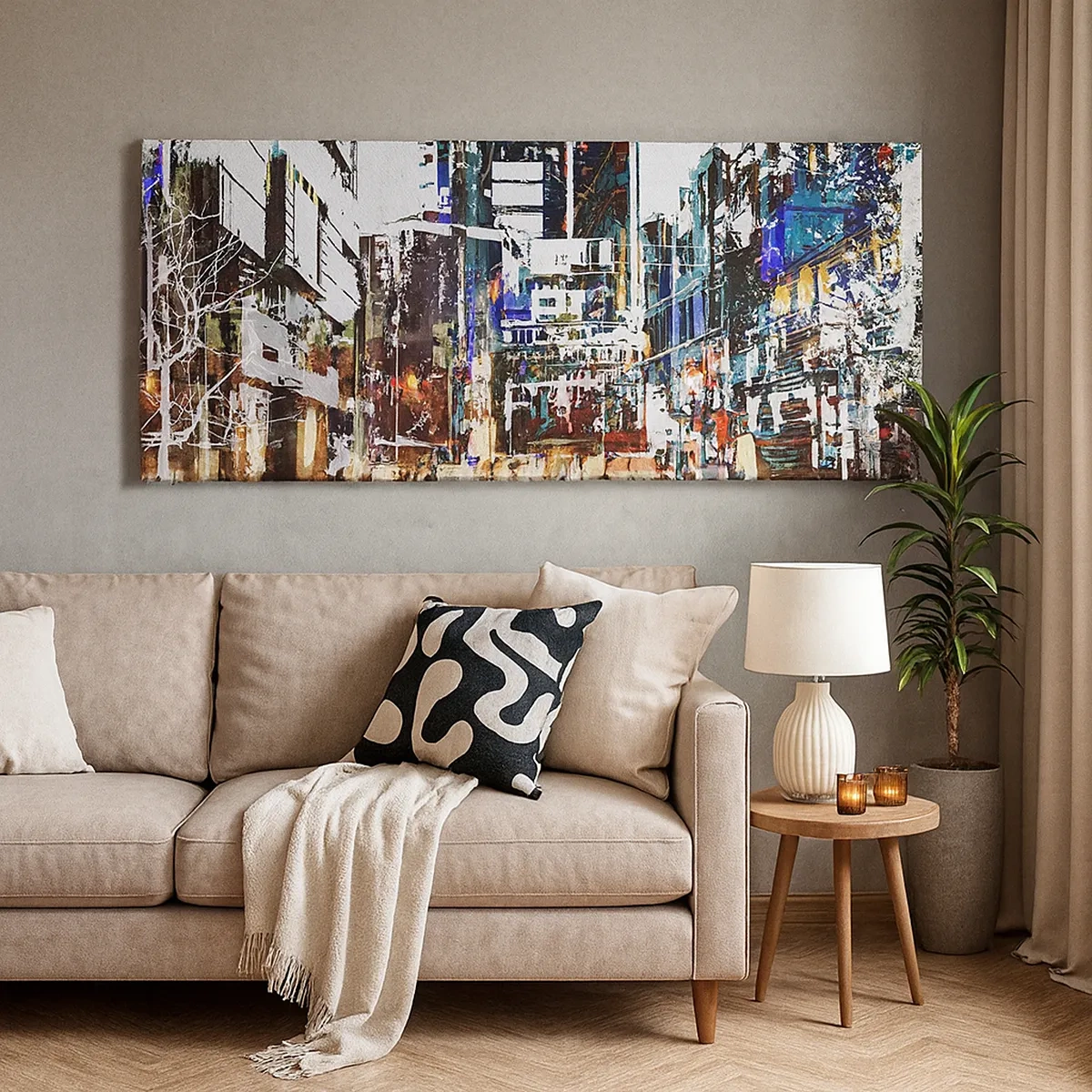 Bild auf Leinwand - Leinwandbild - Eine schillernde Stadt - 30x30 cm