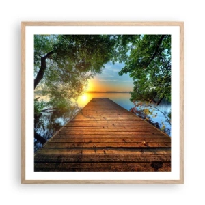 Poster in einem Rahmen aus heller Eiche - Nimm dir Zeit, setz dich hin - 60x60 cm