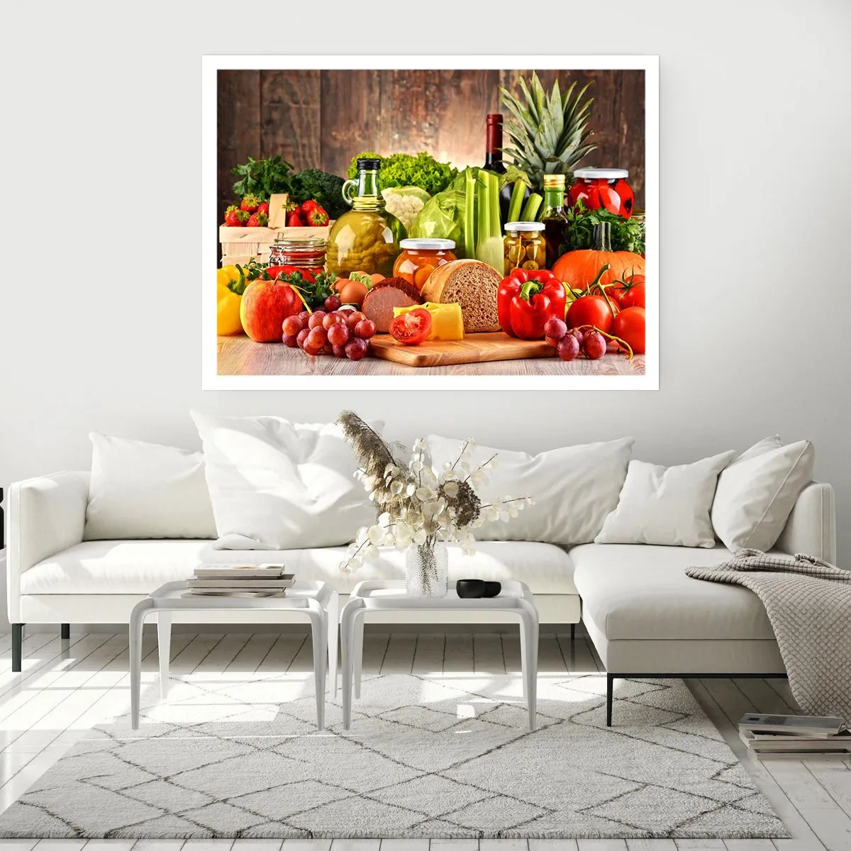 Poster - Buntes Obst, Gemüse und Lebensmittel - 100x70cm - Geräuchert, gebacken und eingelegt - Moderne Wanddekoration für Wohnzimmer und Schlafzimmer ARTTOR