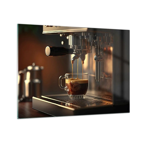 Glasbild - Bild auf glas - Espressokaffee im Glas mit Schaum - 70x50cm - Sinnliche Mischung - Moderne Wanddekoration für Wohnzimmer und Schlafzimmer ARTTOR