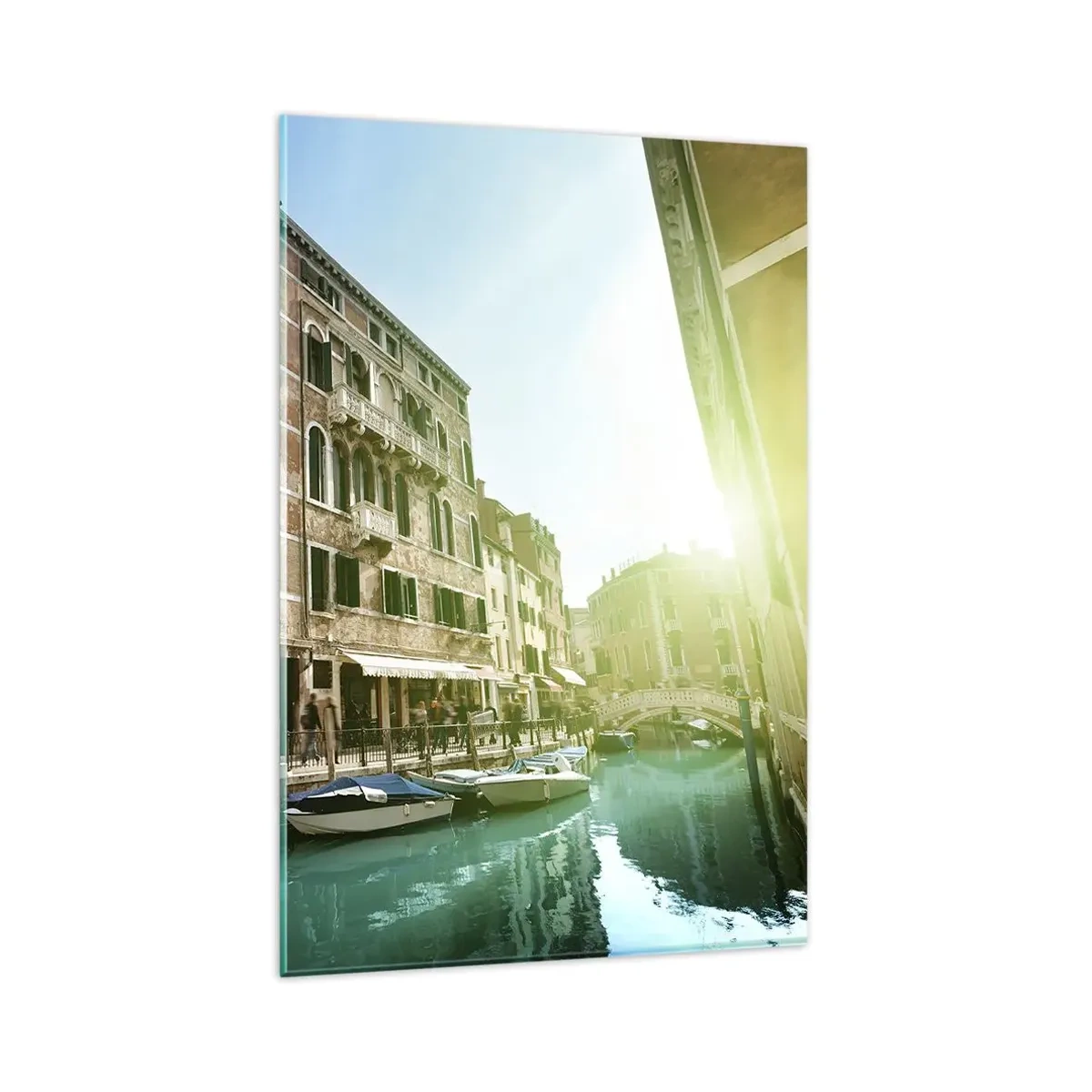 Glasbild - Bild auf glas - Venedig-Brücke und Kanal mit historischer Architektur - 80x120cm - Venedig - Amore Mio - Moderne Wanddekoration für Wohnzimmer und Schlafzimmer ARTTOR