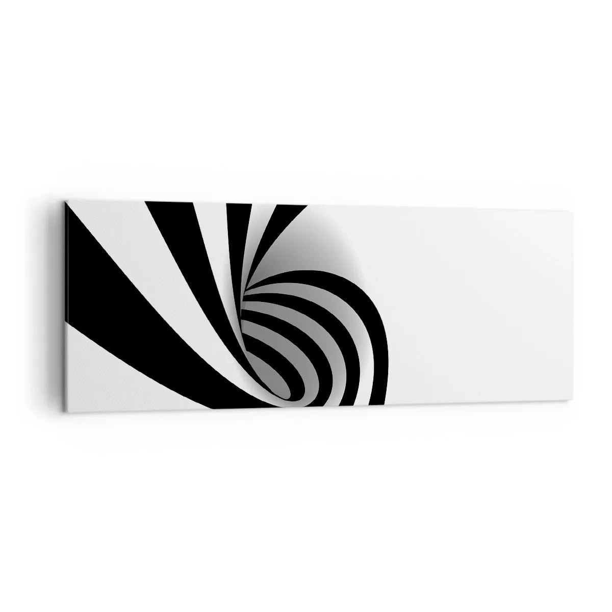 Bild auf Leinwand - Leinwandbild - Abstrakter optischer Wirbel in Schwarzweiß - 140x50cm - Und doch dreht es sich - Moderne Wanddekoration für Wohnzimmer und Schlafzimmer ARTTOR