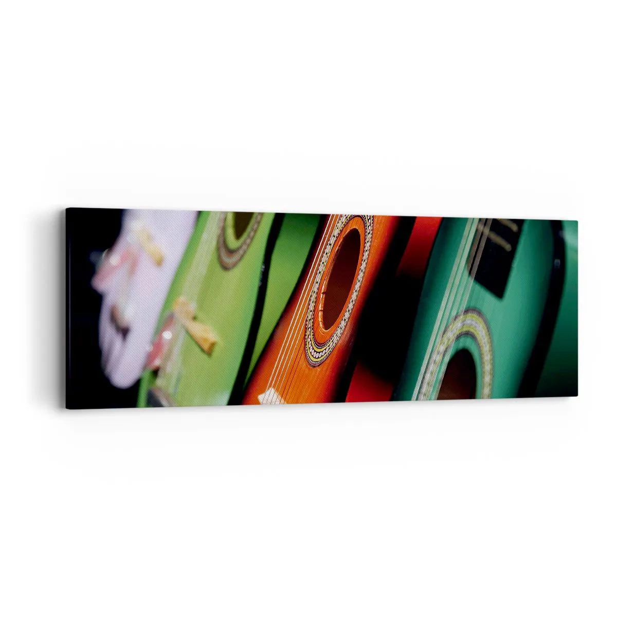 Bild auf Leinwand - Leinwandbild - Die Gitarre hat viele Farben - 90x30 cm
