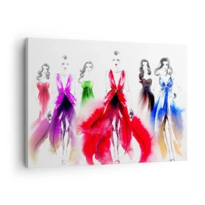 Bild auf Leinwand - Leinwandbild - Modeillustration mit Models in bunten Kleidern - 70x50cm - Stimmungen für Kostüme - Moderne Wanddekoration für Wohnzimmer und Schlafzimmer ARTTOR