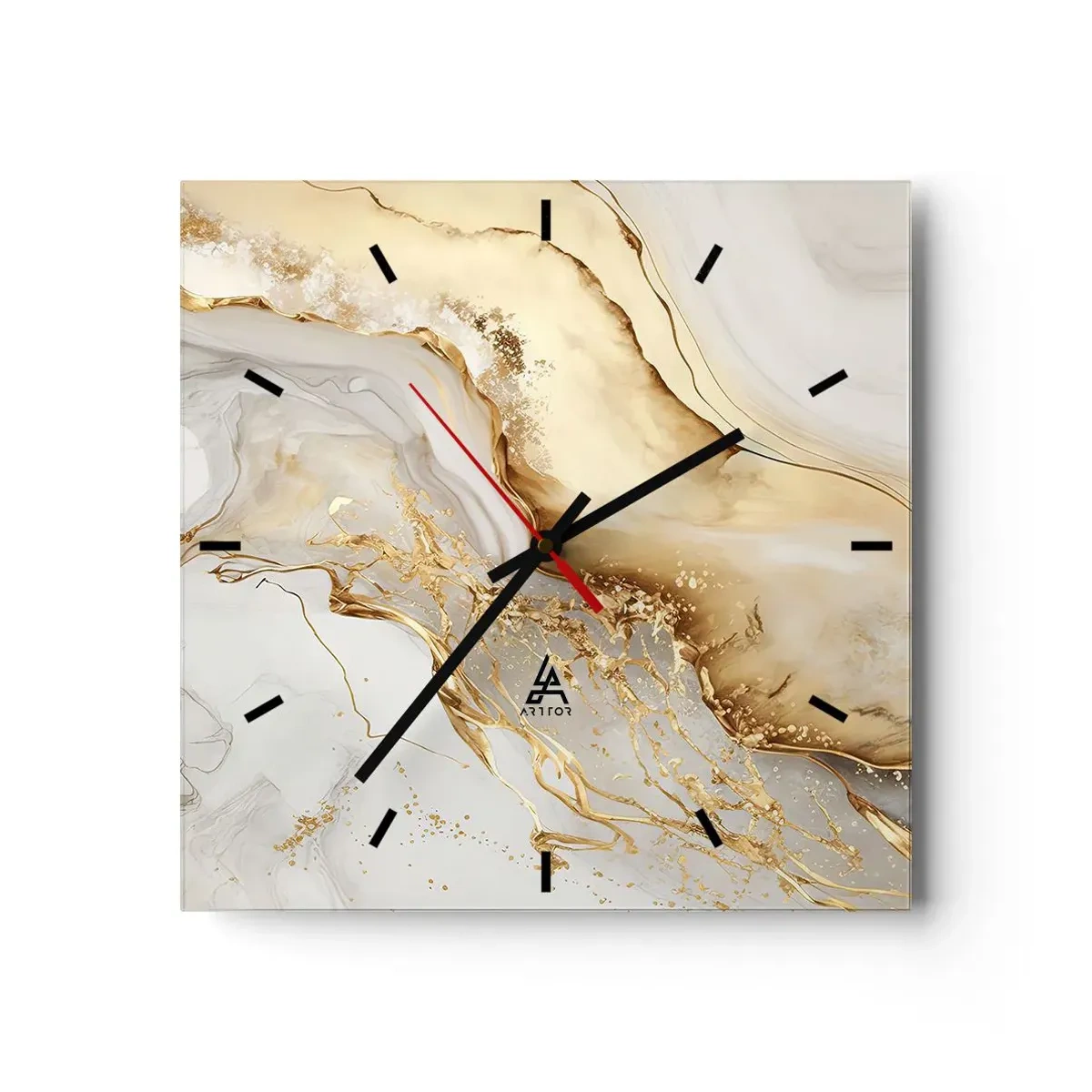 Wanduhr - Glasuhr - Abstraktion: Schönheit und Güte - 40x40 cm