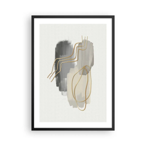 Poster in einem schwarzem Rahmen - Abstrakte Komposition mit Linien und Farbflecken - 50x70cm - Dauer und Bewegung - Moderne Wanddekoration für Wohnzimmer und Schlafzimmer ARTTOR