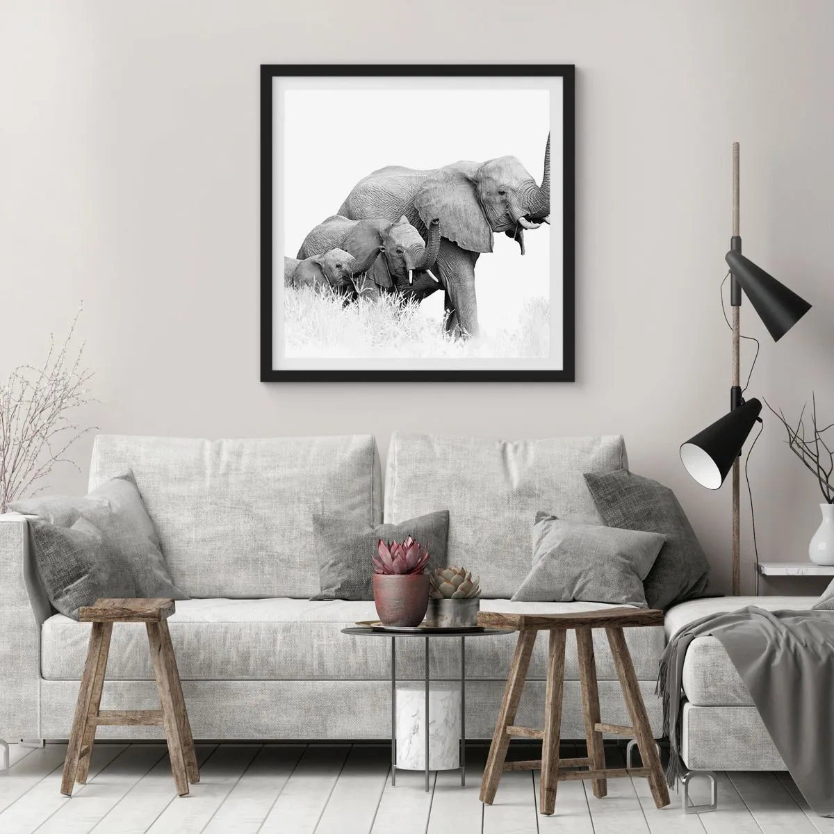 Poster in einem schwarzem Rahmen - Eins zwei drei - 30x30 cm