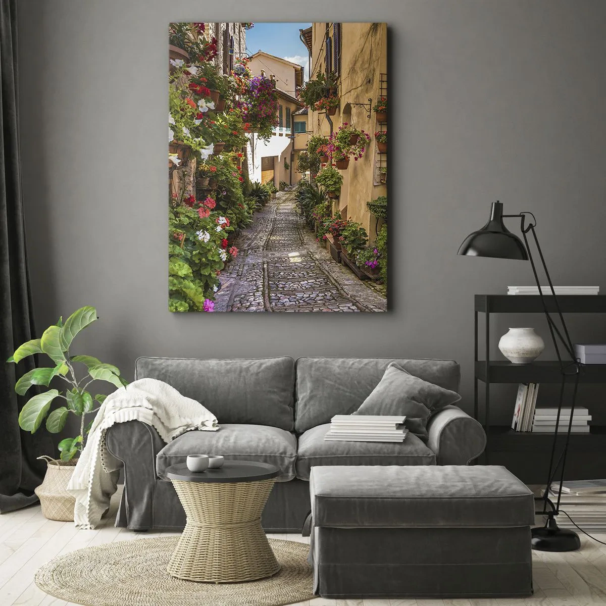 Bild auf Leinwand - Leinwandbild - Italienische Gasse - 65x120 cm