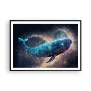 Poster in einem schwarzem Rahmen - Ein Weltraumwal mit einer Galaxie im Hintergrund - 100x70cm - Es gibt so eine Welt… - Moderne Wanddekoration für Wohnzimmer und Schlafzimmer ARTTOR
