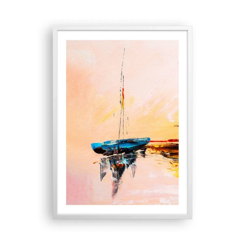 Poster in einem weißen Rahmen - Abend im Yachthafen - 50x70 cm