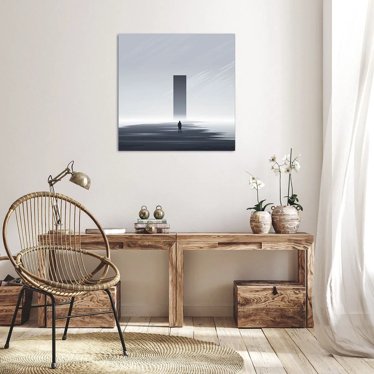 Bild auf Leinwand - Leinwandbild - Chance oder Bedrohung? - 50x50 cm