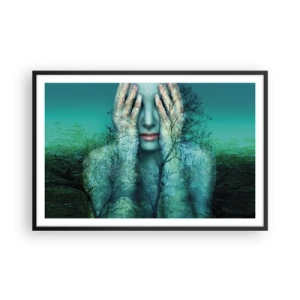 Poster in einem schwarzem Rahmen - Eingetaucht in Blau - 91x61 cm