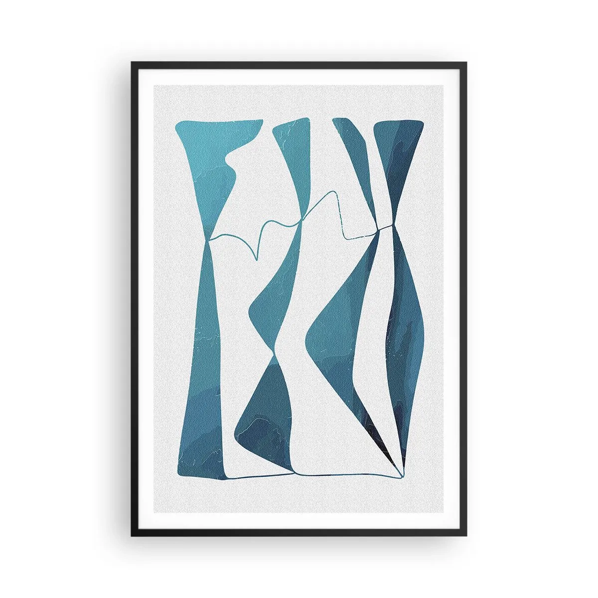 Poster in einem schwarzem Rahmen - Abstraktion: türkisfarbene Verbindung - 70x100 cm