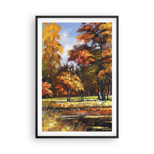 Poster in einem schwarzem Rahmen - Landschaft in Gold und Bronze - 61x91 cm