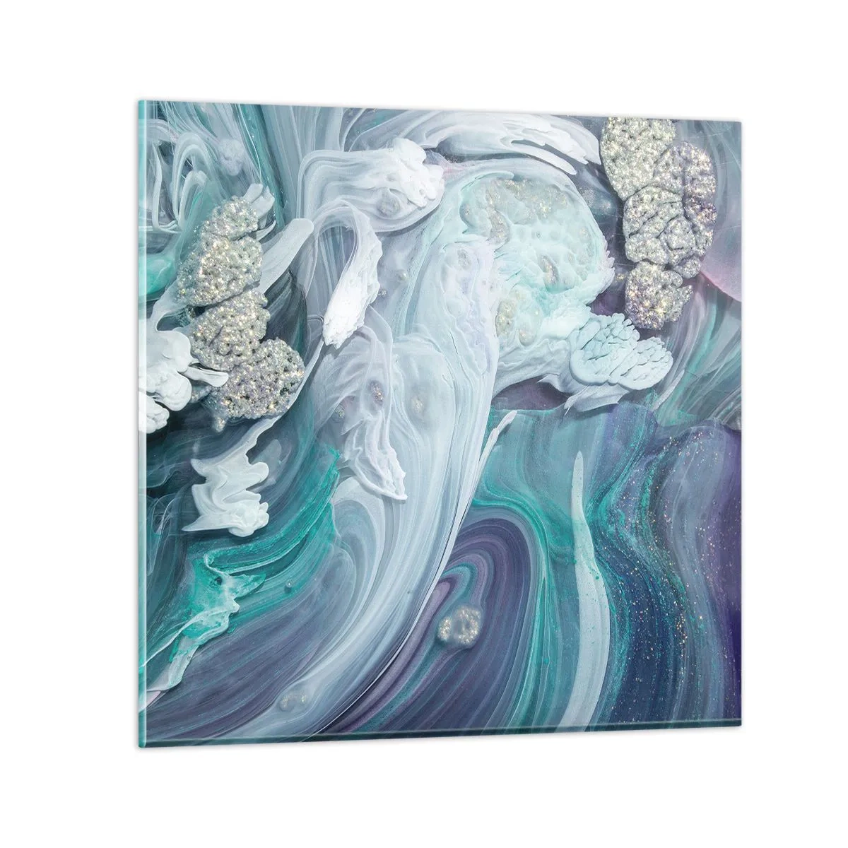 Glasbild - Bild auf glas - Strömungen von Himmelblau - 70x70 cm