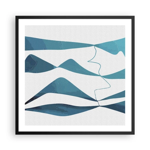 Poster in einem schwarzem Rahmen - Abstraktion: türkisfarbene Verbindung - 60x60 cm