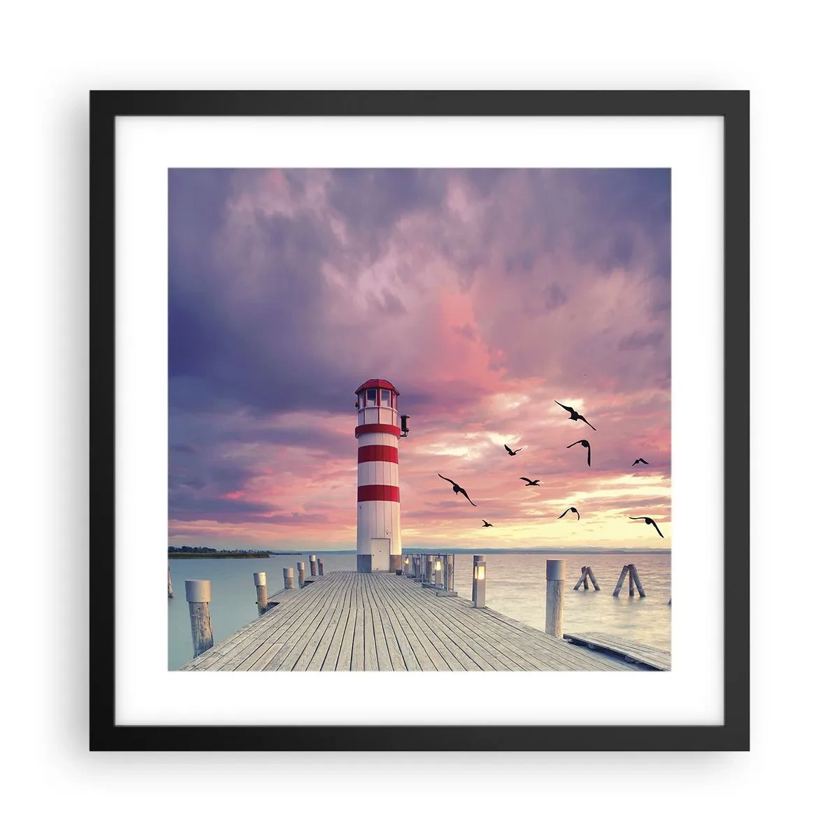 Poster in einem schwarzem Rahmen - Es ist Zeit zum Hafen zu gehen - 40x40 cm