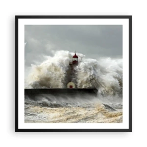 Poster in einem schwarzem Rahmen - Die Wut des Ozeans - 60x60 cm