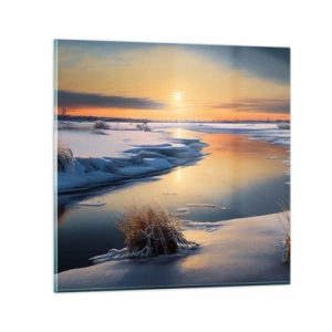 Glasbild - Bild auf glas - Wintersonnenuntergang - 70x70 cm