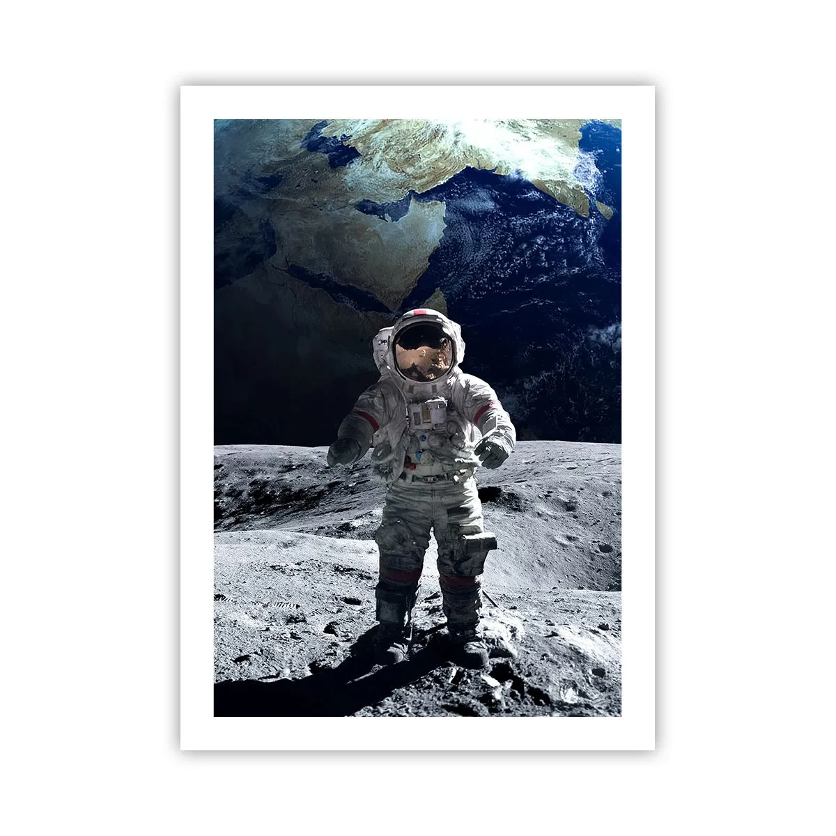Poster - Astronaut auf der Mondoberfläche - 50x70cm - Grüße vom Mond - Moderne Wanddekoration für Wohnzimmer und Schlafzimmer ARTTOR