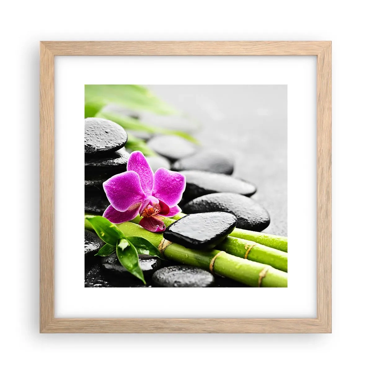 Poster in einem Rahmen aus heller Eiche - In ruhiger Balance - 30x30 cm