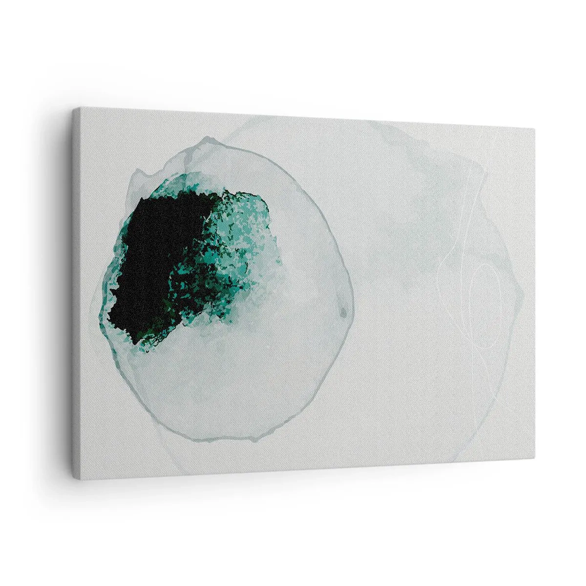 Bild auf Leinwand - Leinwandbild - Abstrakter Wassertropfen mit Grün- und Schwarztönen - 70x50cm - In einem Tropfen Wasser - Moderne Wanddekoration für Wohnzimmer und Schlafzimmer ARTTOR