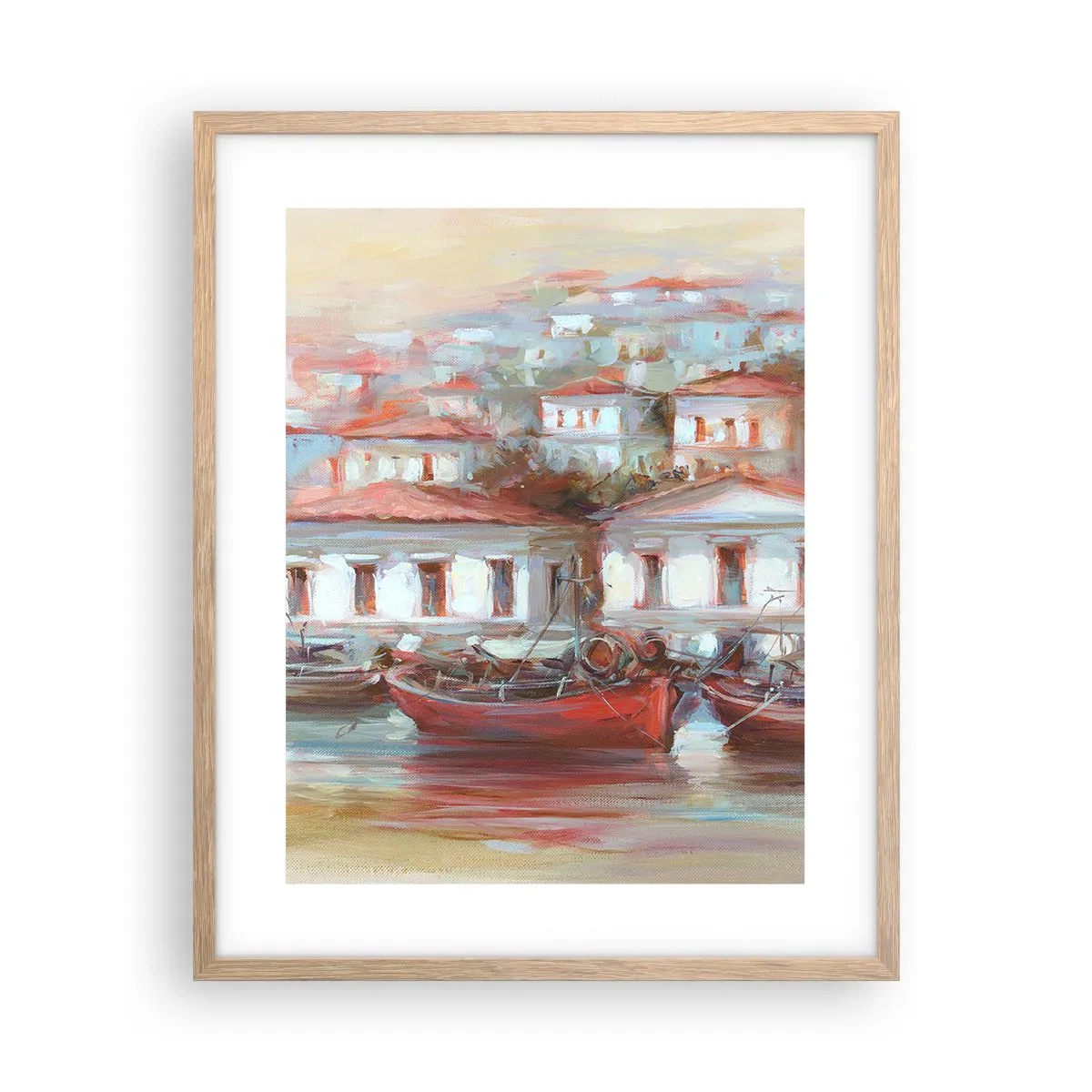 Poster in einem Rahmen aus heller Eiche - Glückliche Stadt - 40x50 cm